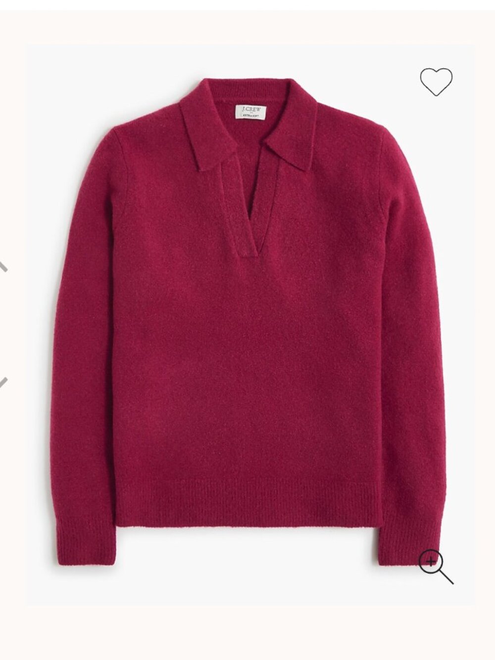 J. Crew Factory | Sweater-polo in Extra-Soft Yarn, Bright Burgundy, Size S